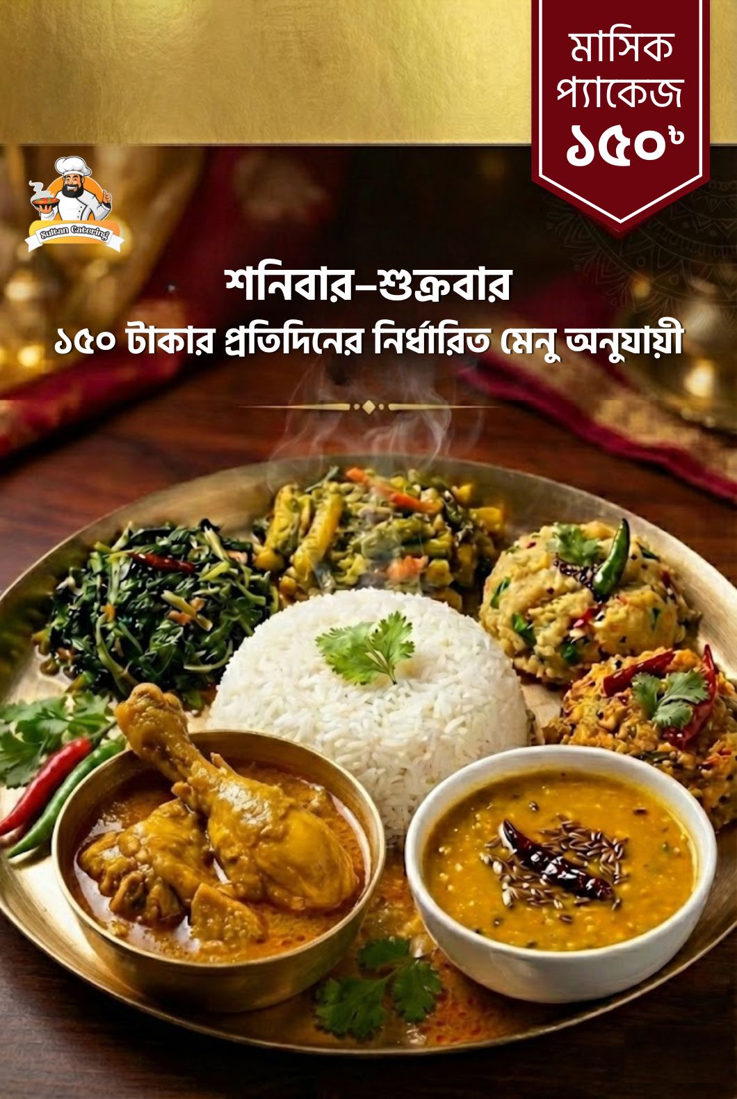 মাসিক লাঞ্চ প্যাকেজ – ১৫০ টাকা (weekly menu ভিত্তিক) মাসিক লাঞ্চ প্যাকেজ – ১৫০ টাকা (weekly menu ভিত্তিক)